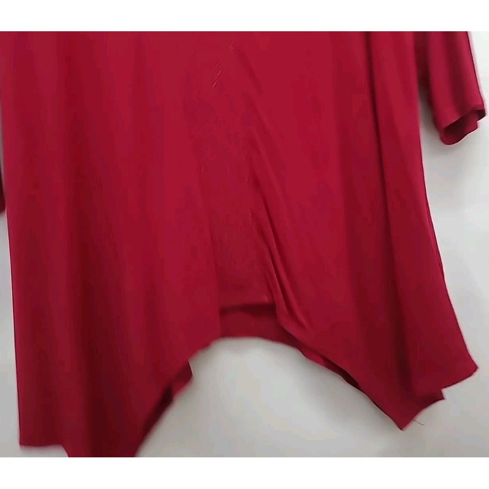 Adrianna Papell Womens Blouse Red V-Neck 3/4 Sleeve Fairy Size 2X - Picture 4 of 9